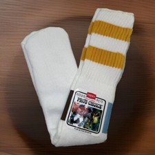 VTG Tube Socks Pros Choice Hanes Red Label 9-15 Striped 80's NOS Yellow Sport