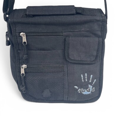 VTG 90s Y2K Mudd Black Messenger Bag Crossbody Canvas Pockets