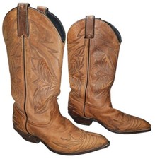 CODE WEST VTG Distressed Brown Cowhide Leather On Leather Western Boots US 6 M
