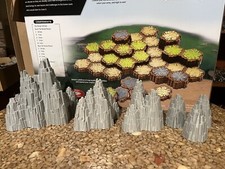 Heroscape Terrain - Grey Rock Outcrop Set 6 Pieces 6, 4, 3, and 1 Hex Custom 