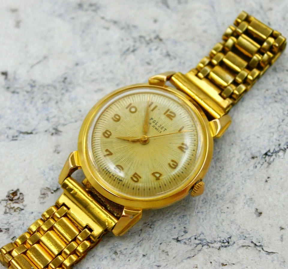 Reloj de pulsera Poljot De Luxe para hombre dorado AU20 soviético URSS regalo vintage para hombre Foto 2 de 4
