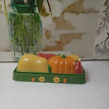 Butter Dish Melamine Green Autumn Fall Thanksgiving 70's 80's Theme Mid Century