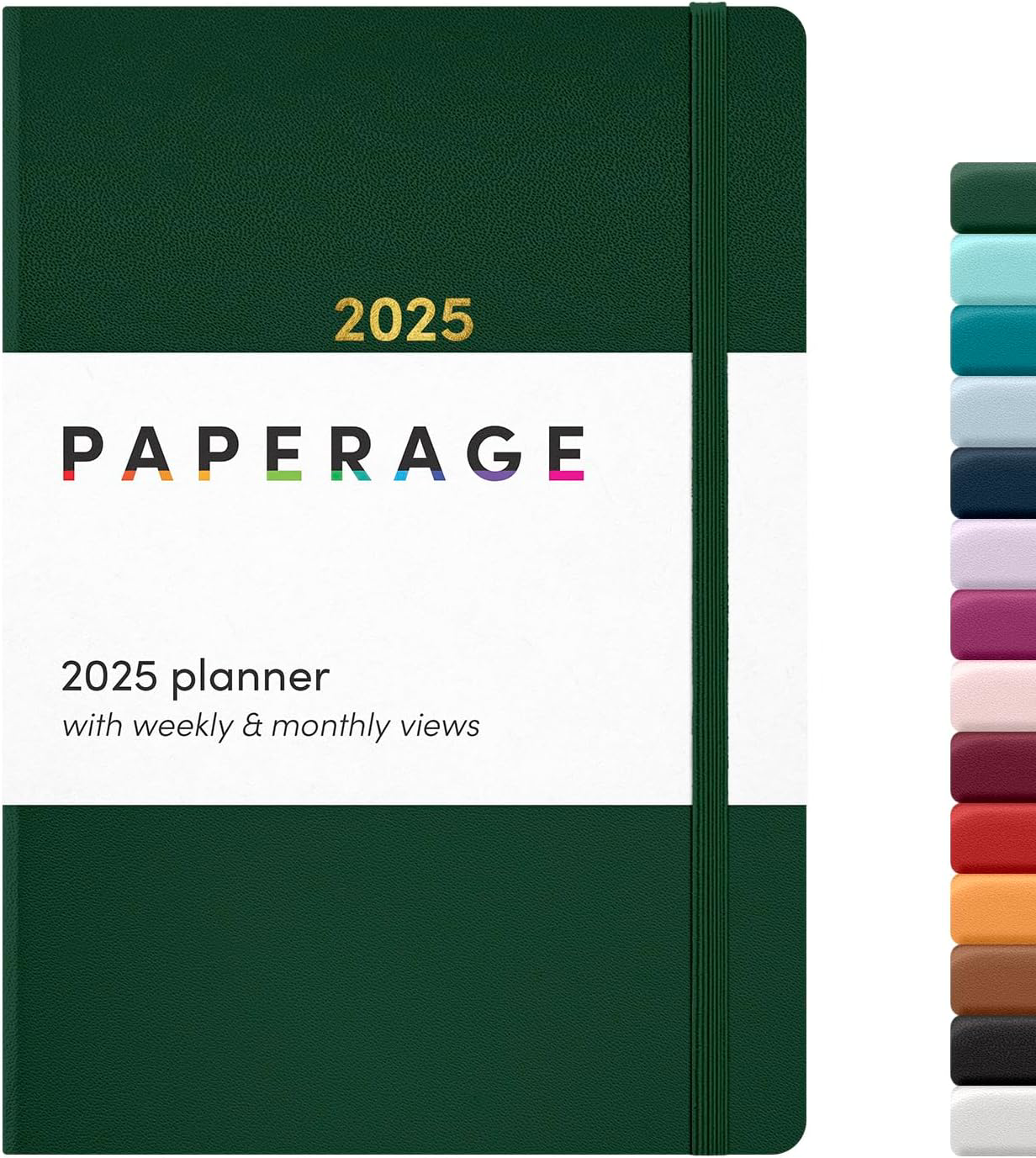 PAPERAGE 2025 Weekly & Monthly Planner, Dark Green, 5.7 x 8 in, 12 Months