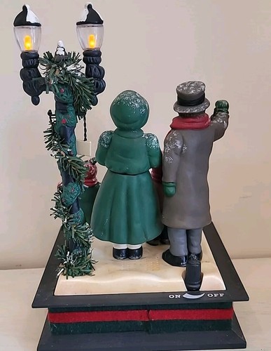 Vintage Christmas Lighted Carolers Musical Holiday Scene Figure 11" - Picture 4 of 15