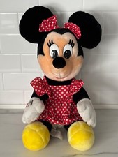 VINTAGE Disney Store World MINNIE MOUSE Stuffed Animal Plush Red Dress Bow LARGE