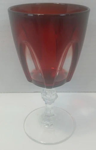 Cristal D'Arques Durand Ruby France Cut To Clear Gothic Wine Glass