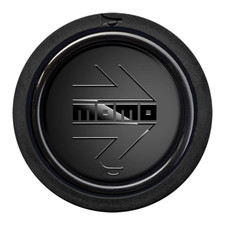Genuine Momo steering wheel horn push button. Matte, BLACK EDITION, arrow, logo.