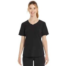 Scrubstar Scrub Top Medium Women's Black V-Neck Core Essentials Sweetheart Solid