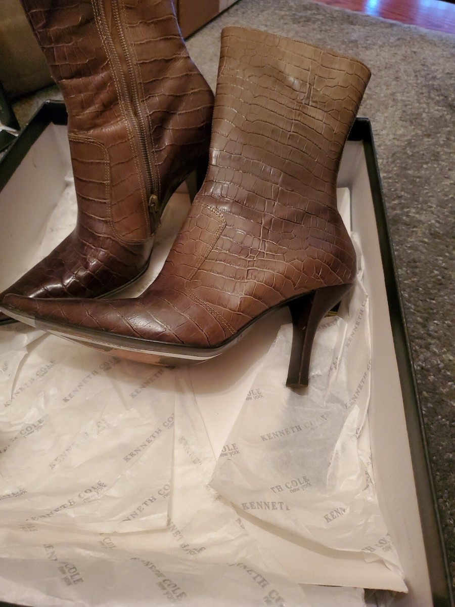 Bottes Kenneth Cole Marron Verdâtre - Pointure 6.5 Femme, Talon Haut, Cuir