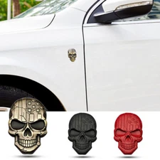 Metal 3D Car Trunk Emblem Badge Bronze USA American Flag Skull  Decal Sticker