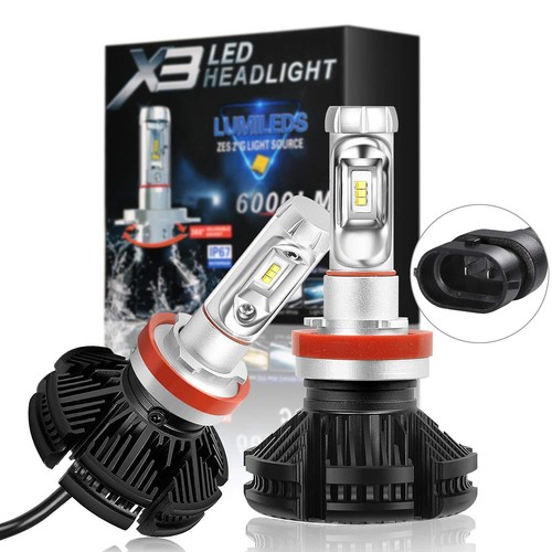 2pc X3 H11 H8 H9 50W Hi/Lo 6000LM Car LED Headlight Bulb Conversion Kit 6500K - Picture 2 of 12