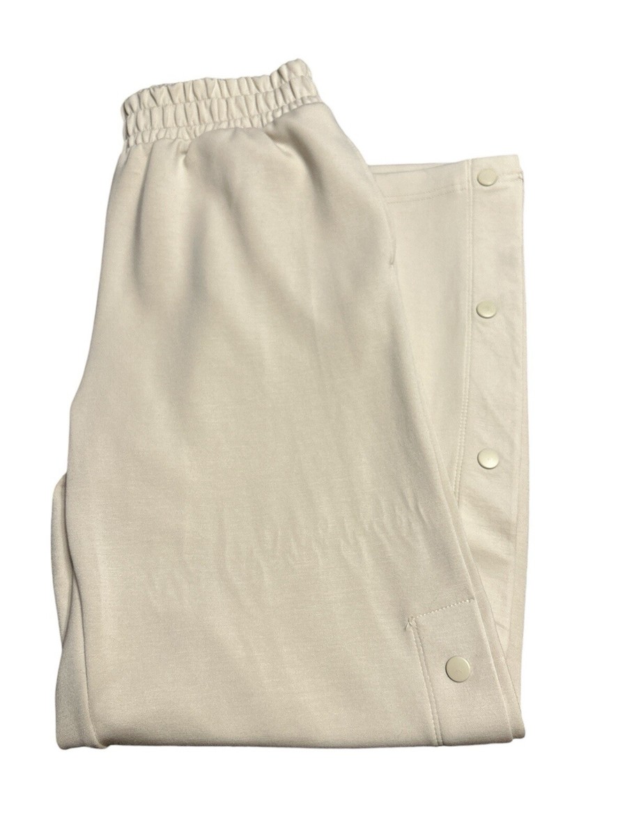 【BAON】Hedeki banding snap button wide cotton pants Better Together Side Slit Snap Jogger Pants Beige Pockets