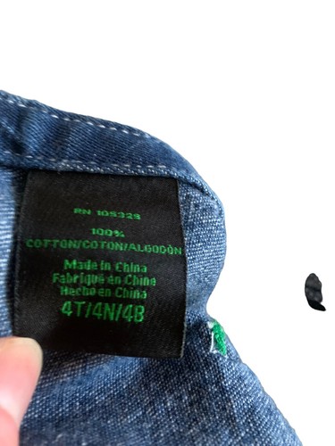 John Deere Denim Bib Overalls Boys Girls Size 4 T Carpenter Pockets Farm Tractor - Picture 8 of 9