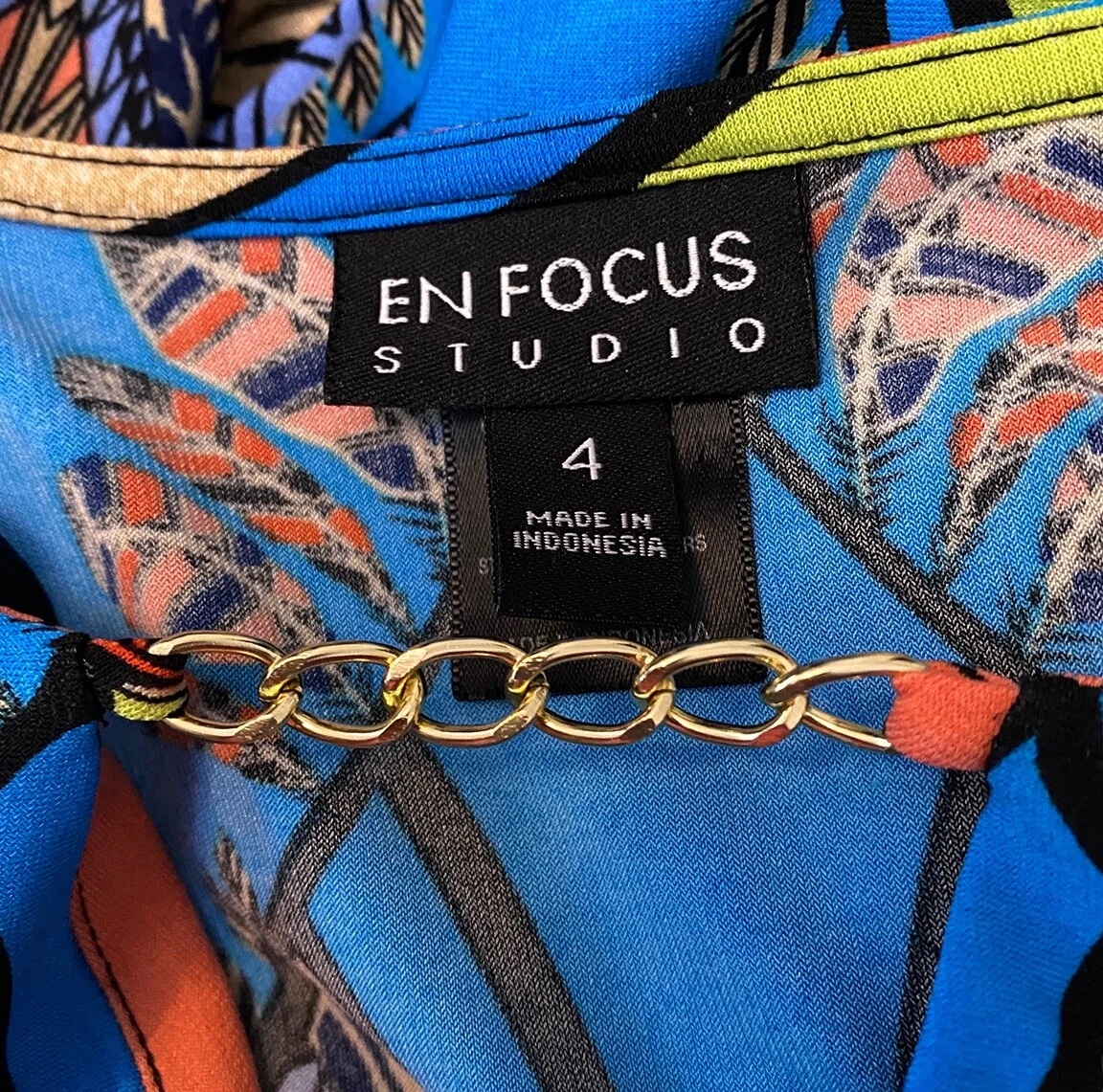 VETEMENTS Abito a turni colorato En Focus Studio stampa barocca collo foro con catena taglia 4