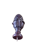 Ethan Allen Wooden DISTRESSED Bed Post Rod Wave Finials Screw On Oak