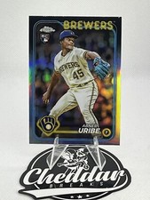 2024 TOPPS CHROME PRIZM REFRACTOR ABNER URIBE ROOKIE CARD #276 MILWAUKEE BREWERS. rookie card picture