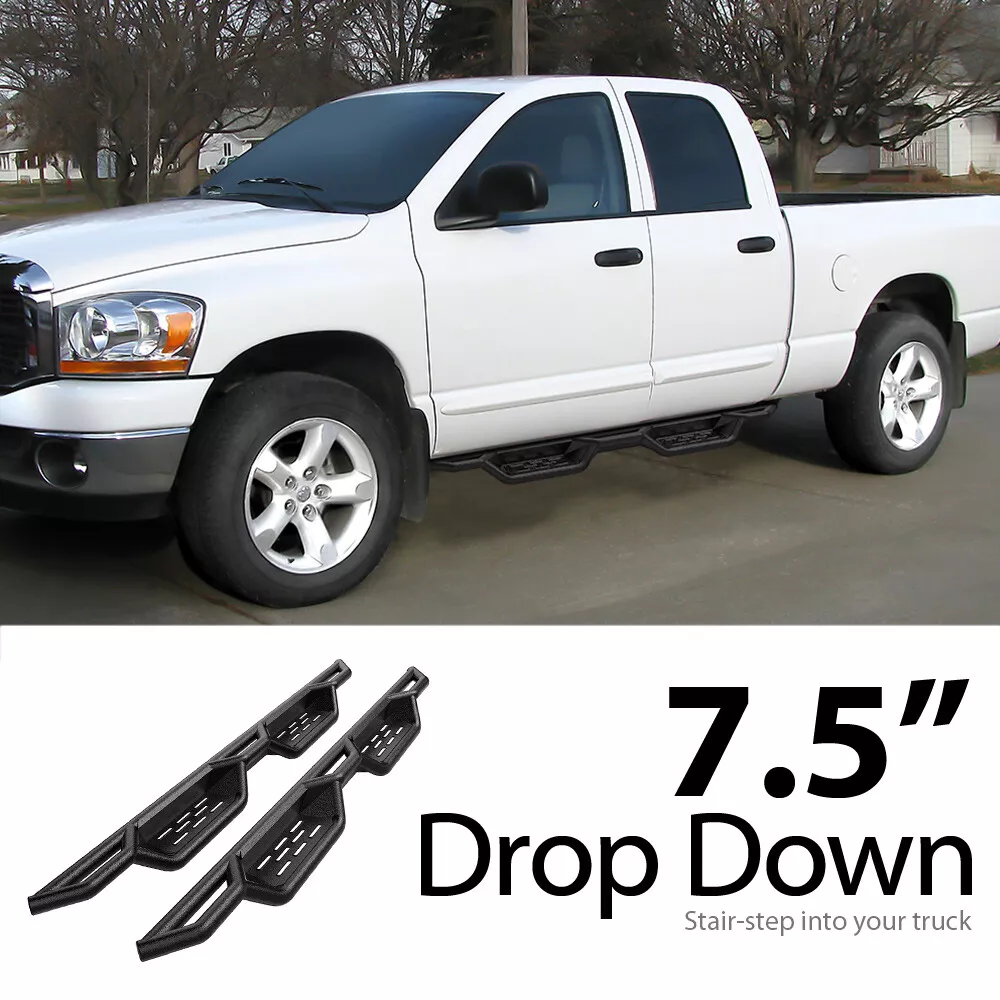 Black Side Step Nerf Bars For 02-08 Dodge Ram 1500 2500 3500 Quad Cab