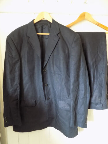 mens ULTIMO NAVY 100% LINEN SUIT SIZE 42"L CHEST 38" WAIST 31" LEG - Picture 4 of 12