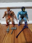Vintage 1980s Masters Of The Universe He-Man + Skeletor Action Figure Lot Mattel
