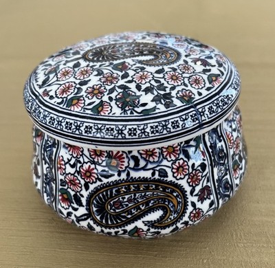 Gien France Covered Candy/ TrimBox Paisley Excellent Condition