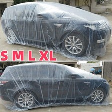1-5 Clear Plastic Disposable Car Cover Temporary Universal Rain Dust Garage UK