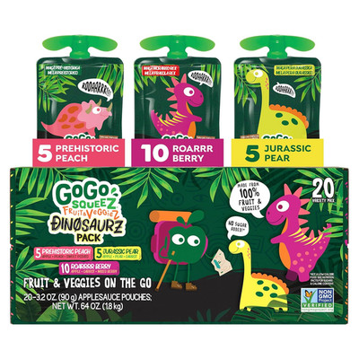 Fruit & Veggiez Applesauce and Puree Variety Pack, Jurassic Pear, Roarrrr Berry