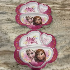 DISNEY PRINCESS Frozen 3-Section Melamine Divided Plates Kohls ZAK Set Of 2
