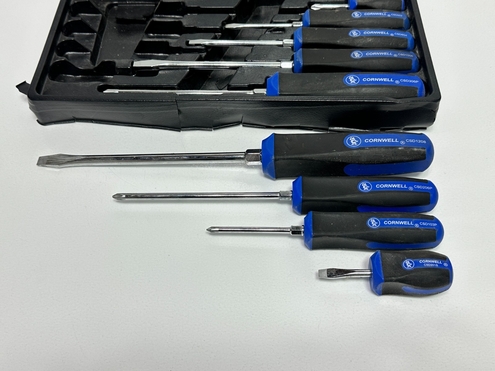 Cornwell Tools 9pc Blue Soft SQUARE Grip Screwdriver Phillips & Flathead Set
