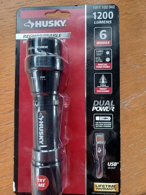 Husky 1200 Lumens Dual Power LED Rechargeable Focusing Flashlight (PVL-FLT-0020)