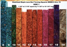 Outstanding Stabilized Maple Lace Burl Turning Squares MMBS 1 thru 19