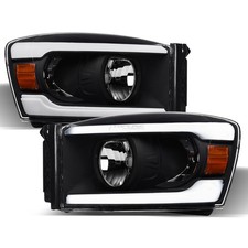 Tlaps For 2006-2009 Dodge Ram Drl Led Strip Bar Headlights Signal Amber - Black