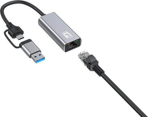 LevelOne USB-0423 2.5 Gigabit Ethernet 2-in-1 USB-C/A Network Adapter - Photo 3/5