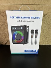 Portable Karaoke Machine with 2 Wireless Microphones T-03 