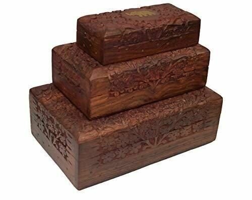 OM SHRI OM Set of 3 PCS Handmade Jewerly Box Organizer Decorative Table Piece fr - Picture 2 of 7