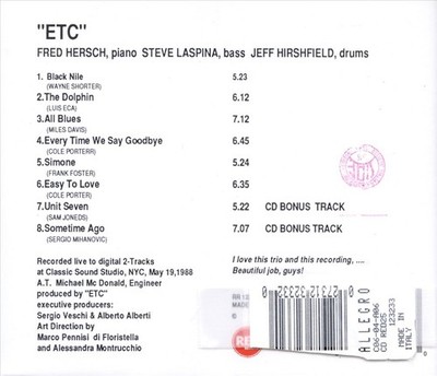 FRED HERSCH WITH LASPINA/HIRSCHFIELD E.T.C. NEW CD