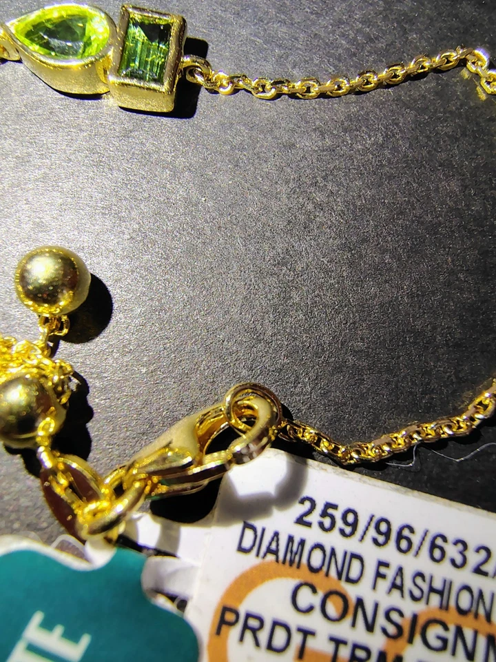 Pulsera Audrey by Aurate Oro 14K Vermeil Peridoto Cadena Ajustable Joyería Foto 4 de 4