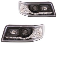 Scheinwerfersatz FüR Audi 100 C4 Bj. 90-94 LED Dragon Lights Klarglas/Schwarz