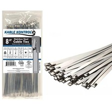 Kable Kontrol Metal Zip Ties 8 Inch 100 Pcs, 200 Lbs Tensile Strength, Self-l...