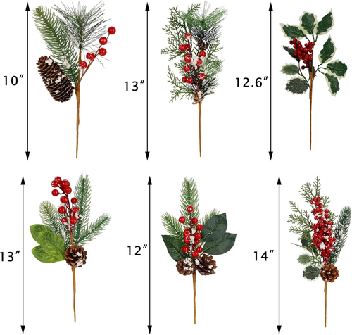 12 Packs Holiday Faux Christmas Evergreen for Wreaths, Swags, Topiaries, Element - Picture 2 of 7
