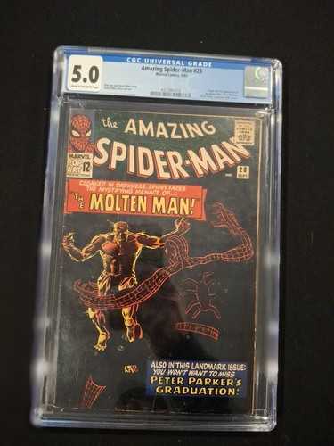 Amazing Spider-Man 28 Marvel 1965 CGC 5.0 1st Appearance & Origin Molten Man