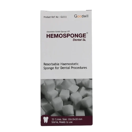 New HemoSponge Absorbable Dental Gelatin USP Sterile 32 Sponge 10x10x10mm Fast