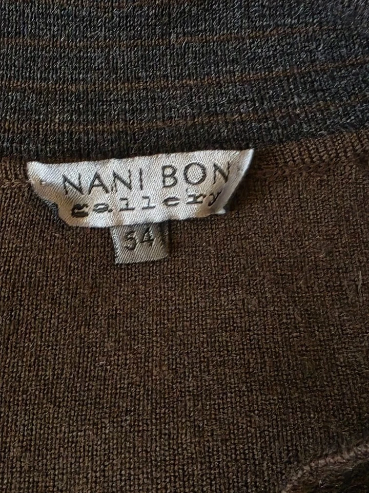  Raro Suéter Cárdigan Para Hombre NANI BON Gallery Marrón Oscuro Mezcla Lana Lujo  Foto 3 de 4