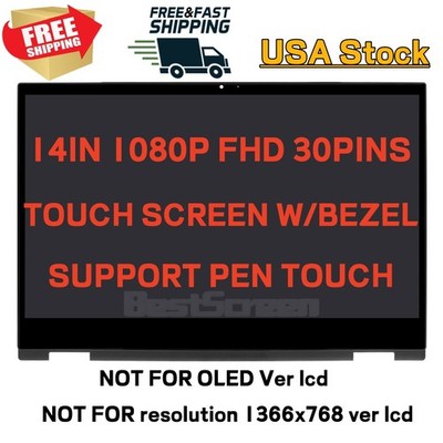 For HP Pavilion X360 14M-DW0023DX 14M-DW1023DX FHD LCD Touch Screen Assembly 14''
