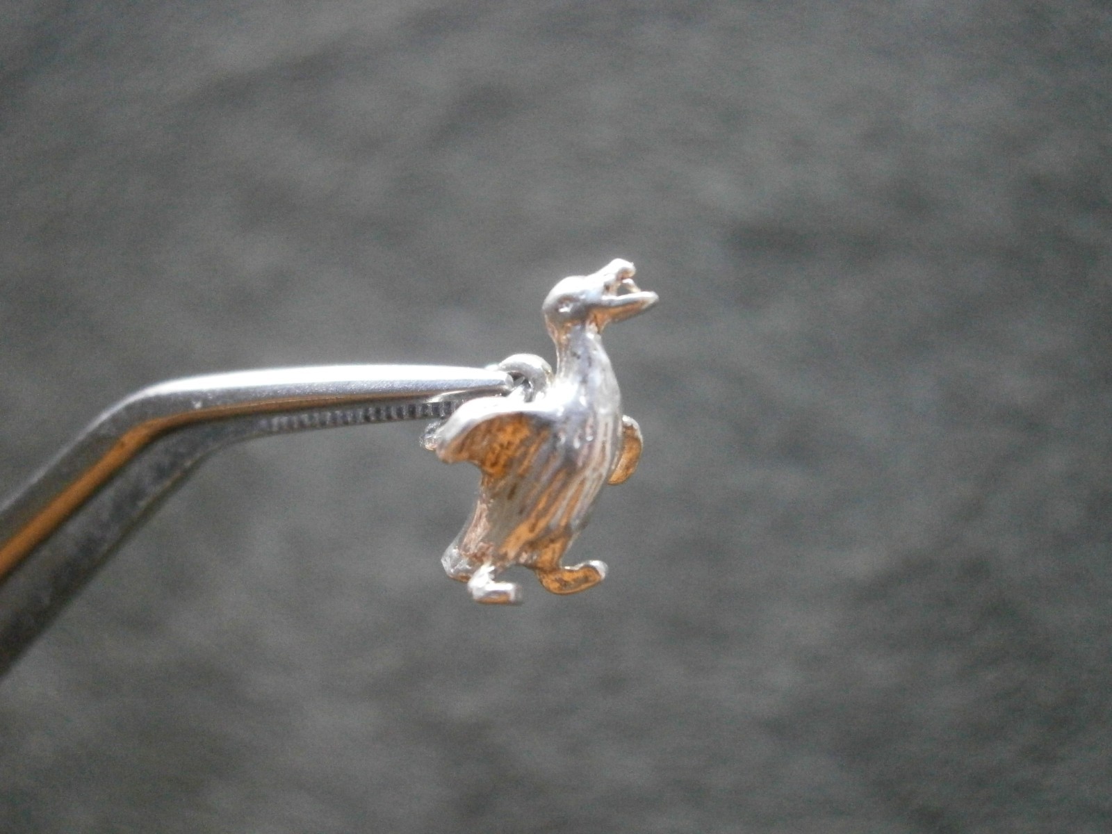 TINY Duck Bird Vintage Solid Sterling Silver Brac… - image 1