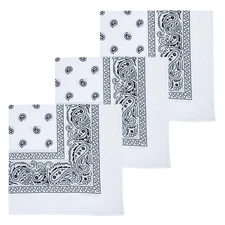 3 PCS 22"x22" 100% Cotton Paisley Pattern Bandana Handkerchief Headband Scarf