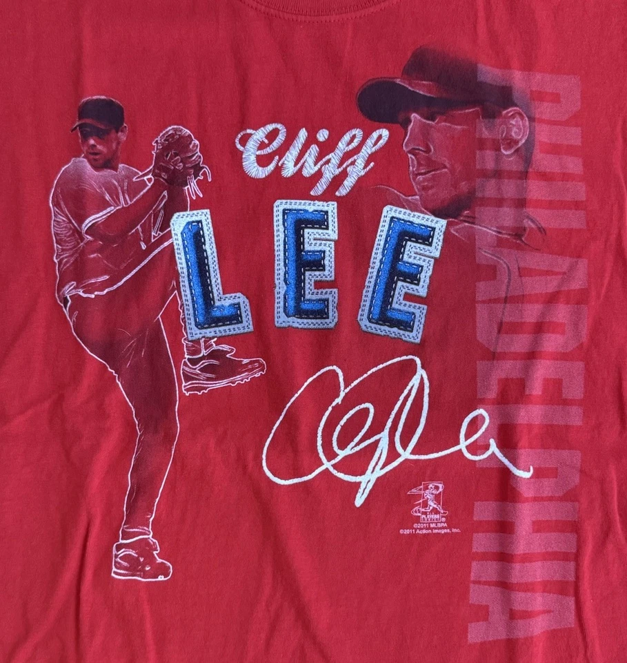Camiseta para hombre Philadelphia Phillies MLB Cliff Lee #33 roja MLBPA XL NUEVA SIN ETIQUETAS Stock muerto Foto 3 de 4
