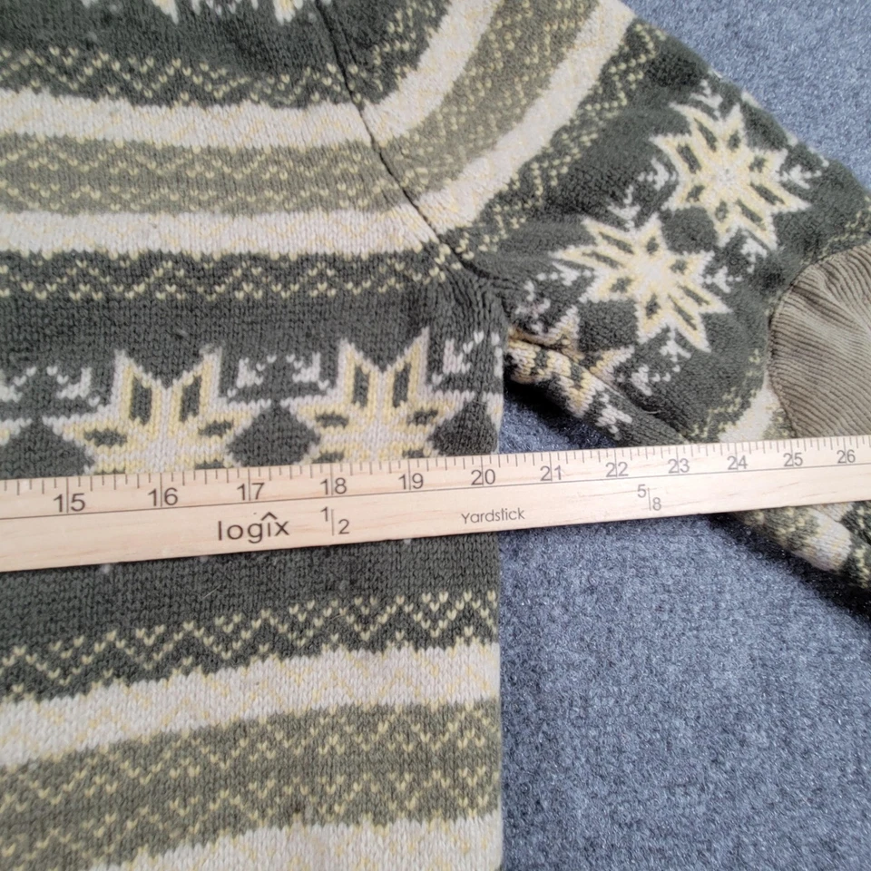 Suéter Burton Ronin Para Hombres Grande Verde Fair Isle Sudadera con Capucha Lana de Cordero Parches en el Codo Foto 4 de 4