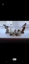 Bundle of Tiny Snow Globes and 2 Old Clown Figurines