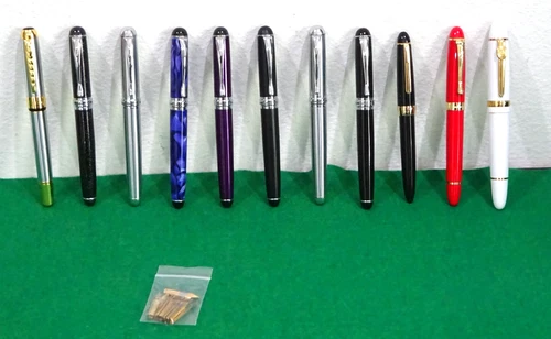 Lot of 11 JINHAO Fountain Pen 18K GP X750 159 250 + 22k GP nibs Mint - product listing photo