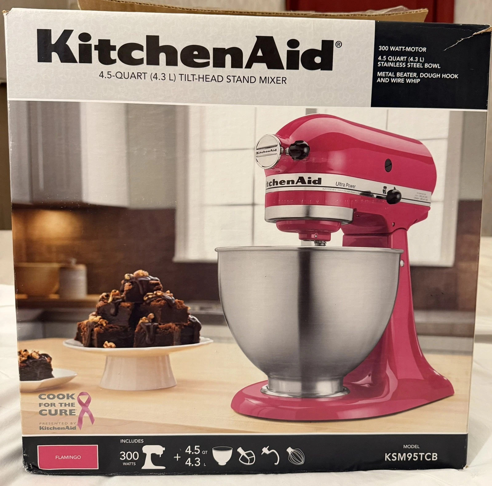 Cook for the Cure! Kitchenaid Stand Mixer Flamingo rare color with attachments
Opens in a new window